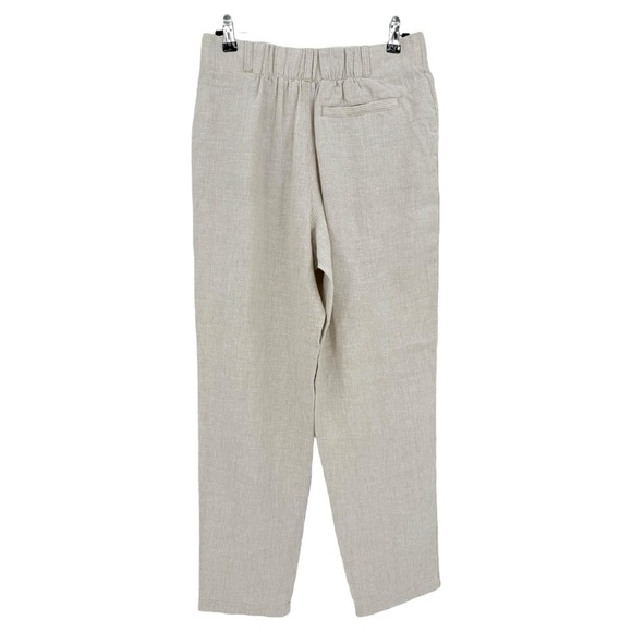 Garnet Hill Straight-Leg Linen Trousers in Natural Pinstripe Size 6 - Picture 2 of 10